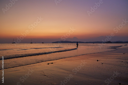 Fototapeta Naklejka Na Ścianę i Meble -  Andaman sea on sunset, Krabi province, Thailand