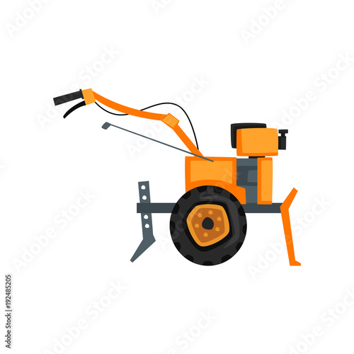 Motocultivator, agriculture machine, garden tiller vector Illustration on a white background photo