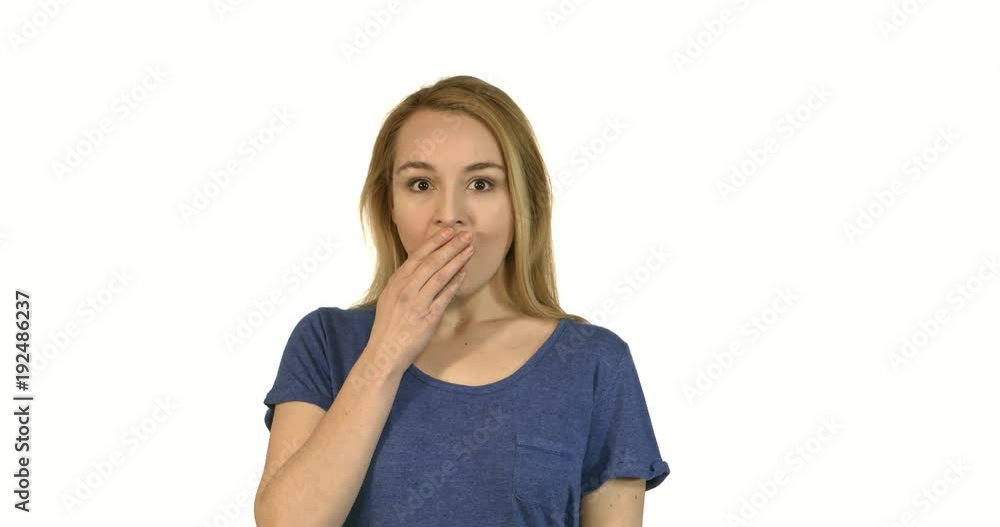 Shocked young woman covering her mouth. Shocked young woman covering her mouth.
