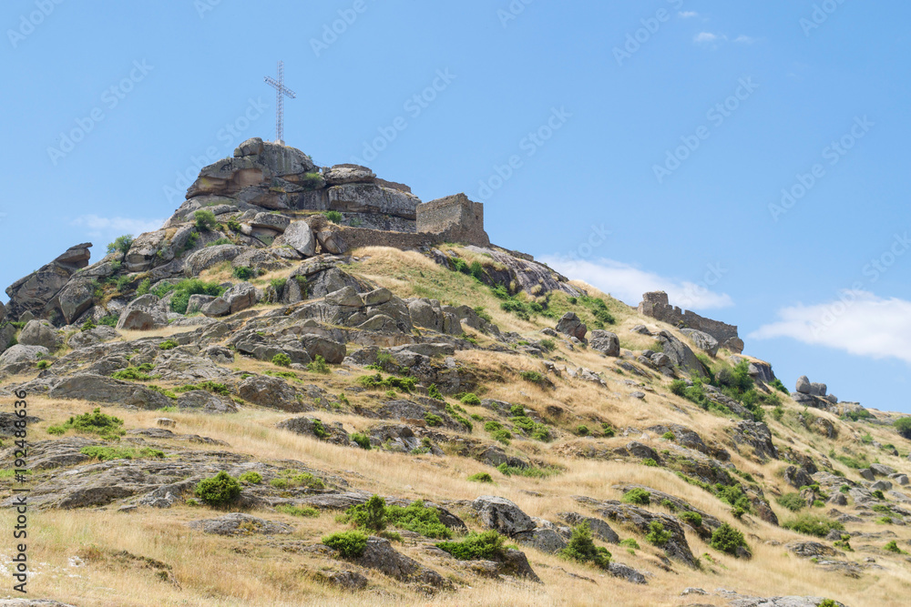 Fototapeta premium Ruins of Marko's Towers on a hill in Prilep, Macedonia
