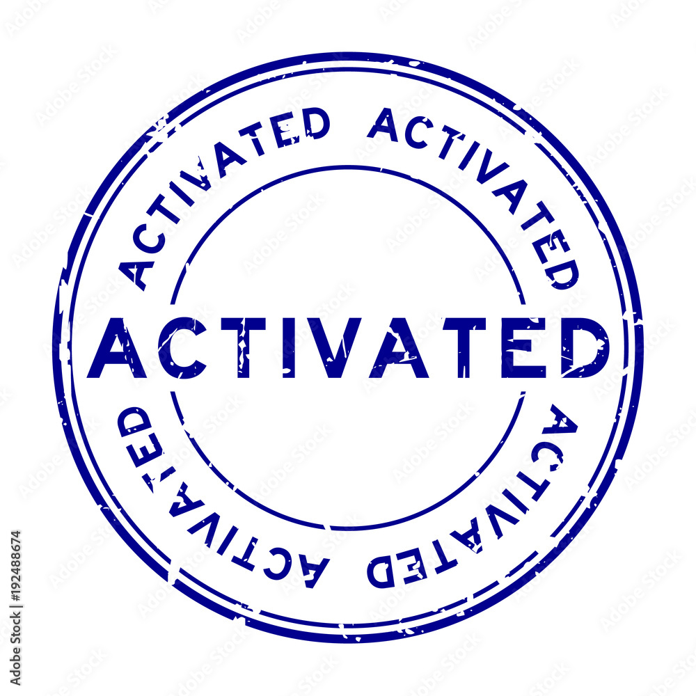 Grunge blue activated rubber seal stamp on white background Grunge blue activated rubber seal stamp on white background