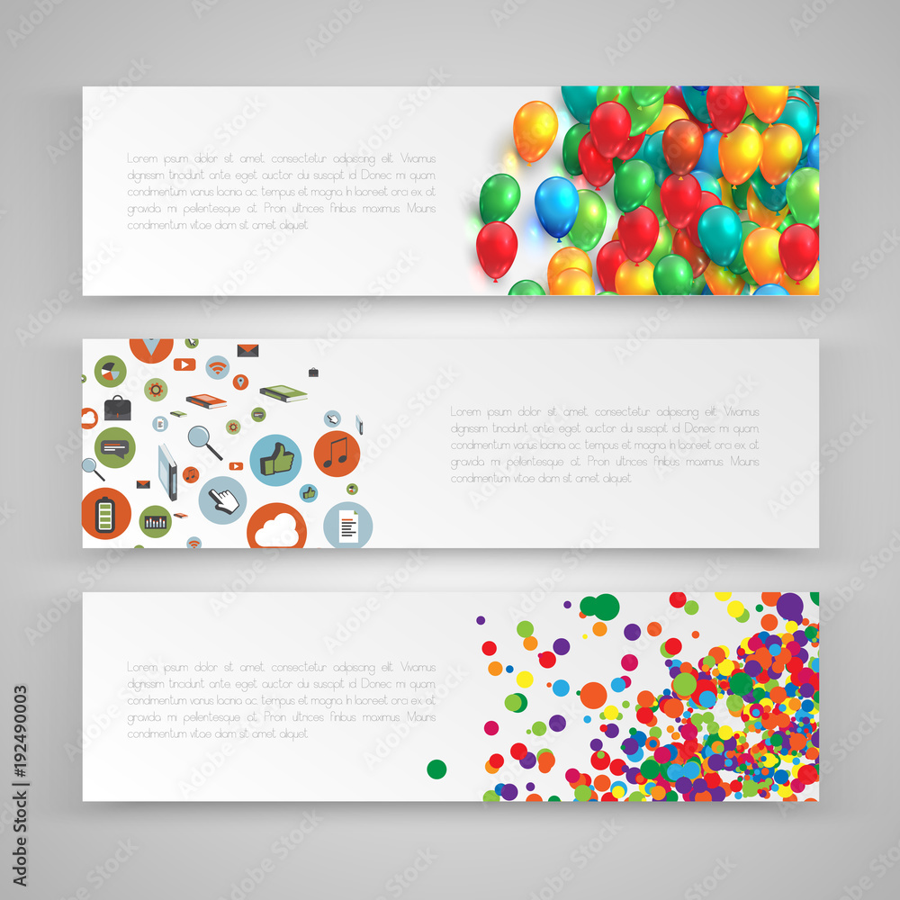 Colorful templates for web and advertising, vector illustration.