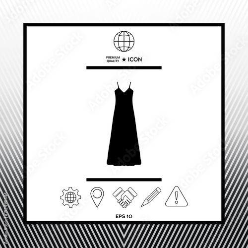 Long Dress, Evening dress, combination or nightie , the silhouette. Menu item in the web design