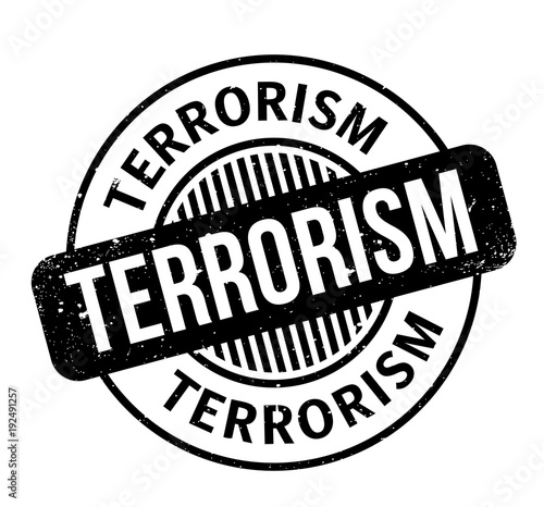 Terrorism rubber stamp. Grunge design with dust scratches. Effects can be easily removed for a clean, crisp look. Color is easily changed.