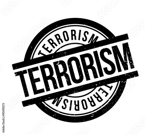 Terrorism rubber stamp. Grunge design with dust scratches. Effects can be easily removed for a clean, crisp look. Color is easily changed.