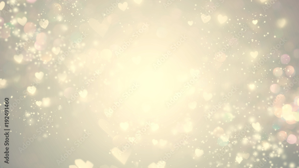 Beautiful shiny hearts and abstract lights background Beautiful shiny hearts and abstract lights background
