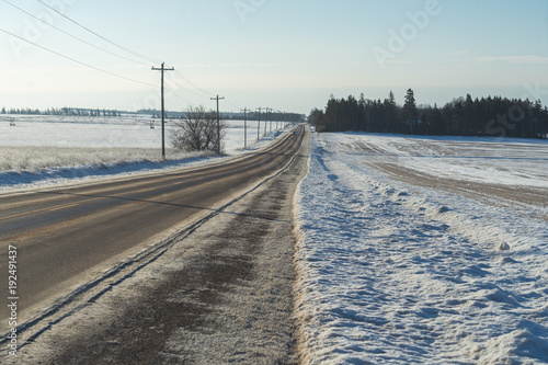 Winter road in rural America.