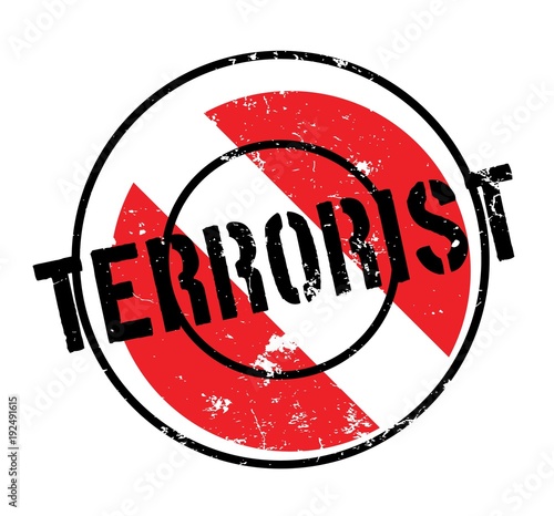 Terrorist rubber stamp isolated on white background