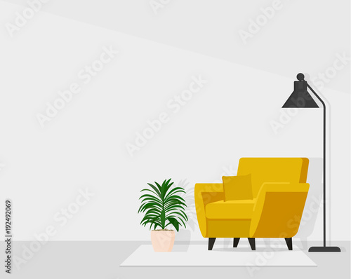 Composition chair with lamp and flower