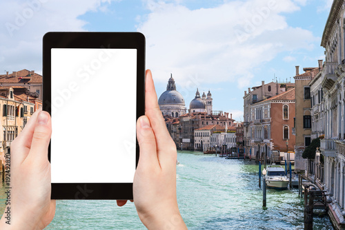 tourist photograps Grand Canal in Venice city photo