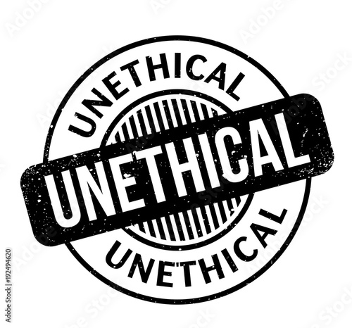Unethical rubber stamp. Grunge design with dust scratches. Effects can be easily removed for a clean, crisp look. Color is easily changed.