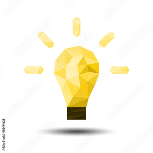 Polygon Light bulb or Idea Icon on white background