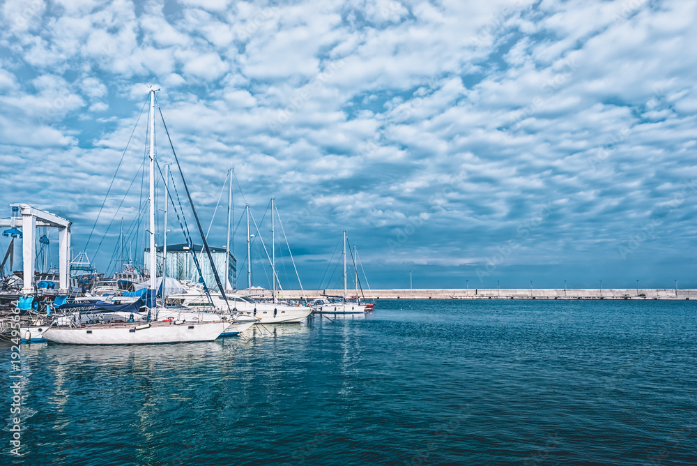Yacht harbor at Monopoli port - Italy, Puglia. Adriatic sea