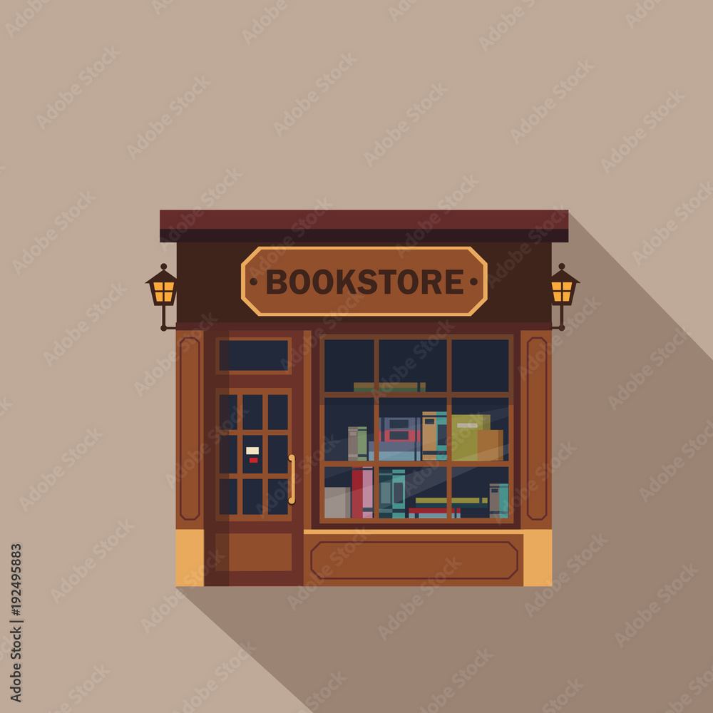 Restaurants and shops facade, storefront detailed flat Restaurants and shops facade, storefront detailed flat
