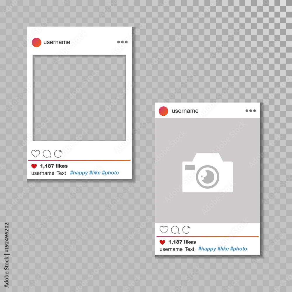 Social network vector photo frame template. - obrazy, fototapety, plakaty 