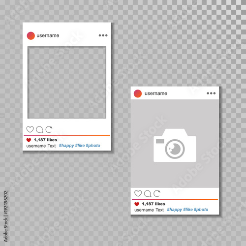 Social network vector photo frame template.