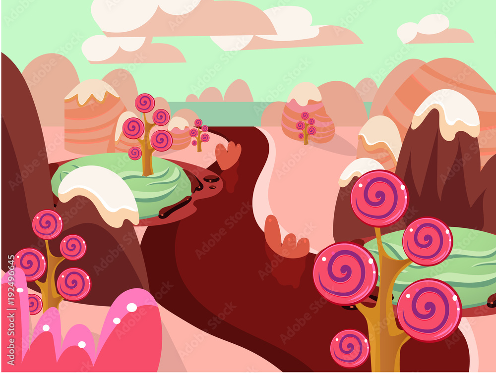 illustration of fantasy sweet food land illustration of fantasy sweet food land