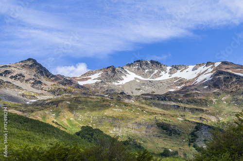 Snow mountains in Laguna Esmeralda trail