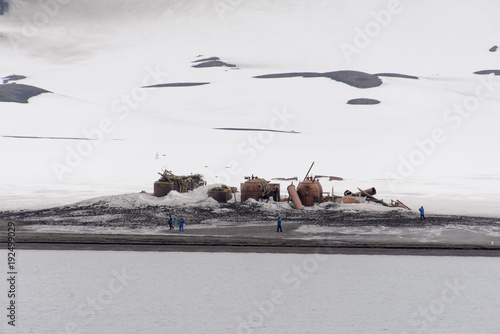 Old whaling station on Deception island photo