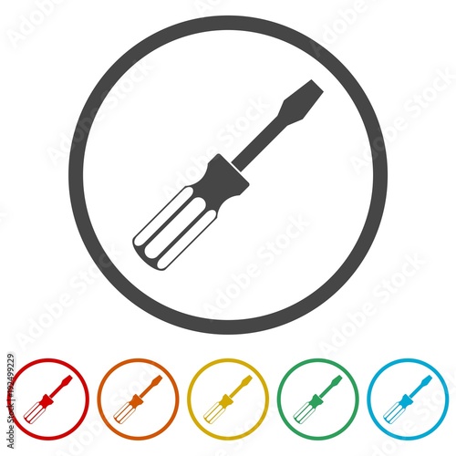 Screwdriver vector icon, 6 Colors Included