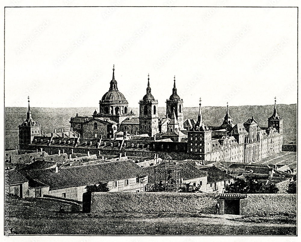 El Escorial, historical residence of the King of Spain, circa 1890 (from Spamers Illustrierte Weltgeschichte, 1894, 5[1], 741)