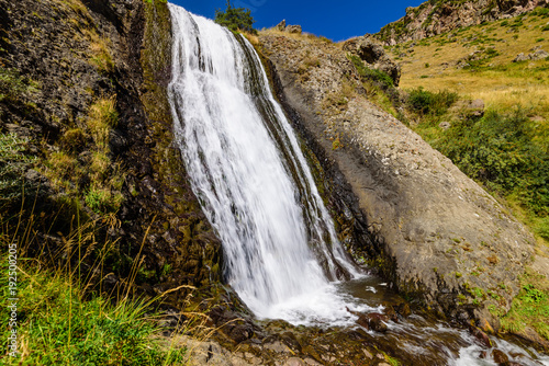 Artsci waterfall - a beautiful waterfall and natural landmark near Stepantsminda  Kazbegi  village  Caucasus mountains  Georgia