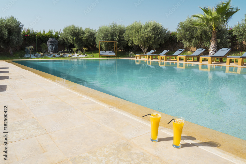 Orange Juice and swimming pool