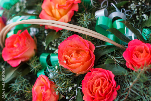  Beautiful roses in the concept of a holiday. wedding concept.