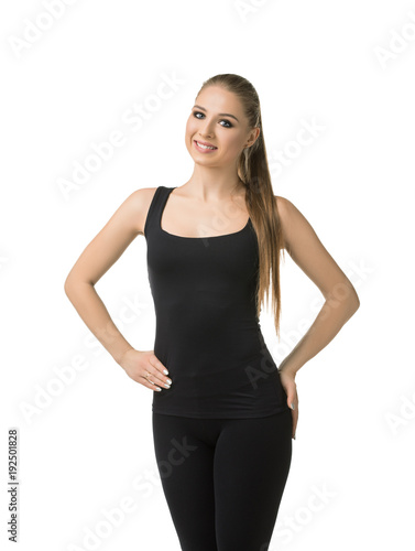 Slim girl in sportswear cropped isolated shot © Wisky