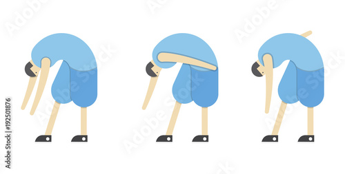 a man warms up his muscles, exercises gymnastics, the athlete stretches,Vector image, flat design, animated cartoon character