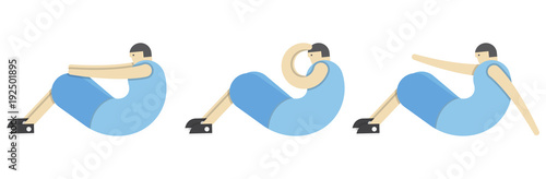 a man warms up his muscles, exercises gymnastics, the athlete stretches,Vector image, flat design, animated cartoon character