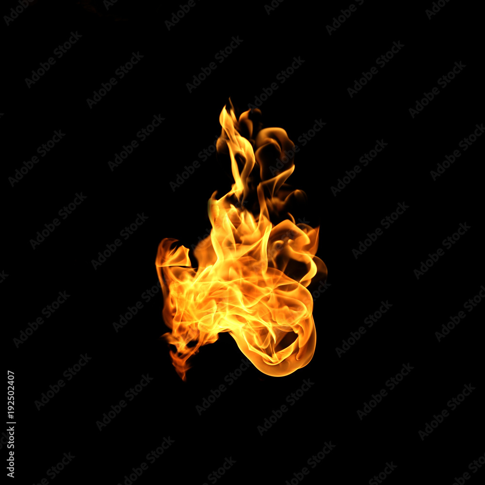 Fototapeta premium Fire flames collection isolated on black background