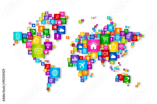 World Map Flying Desktop Icons collection