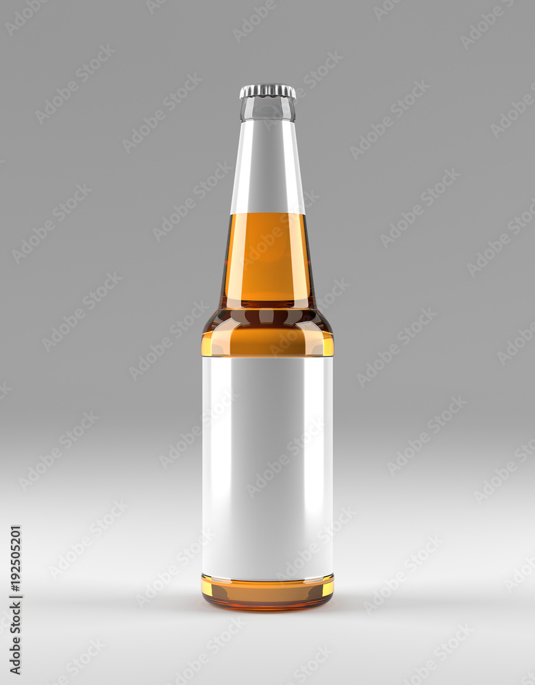 Mockup glass clean bottle on grey background, 3D illustration Mockup glass clean bottle on grey background, 3D illustration