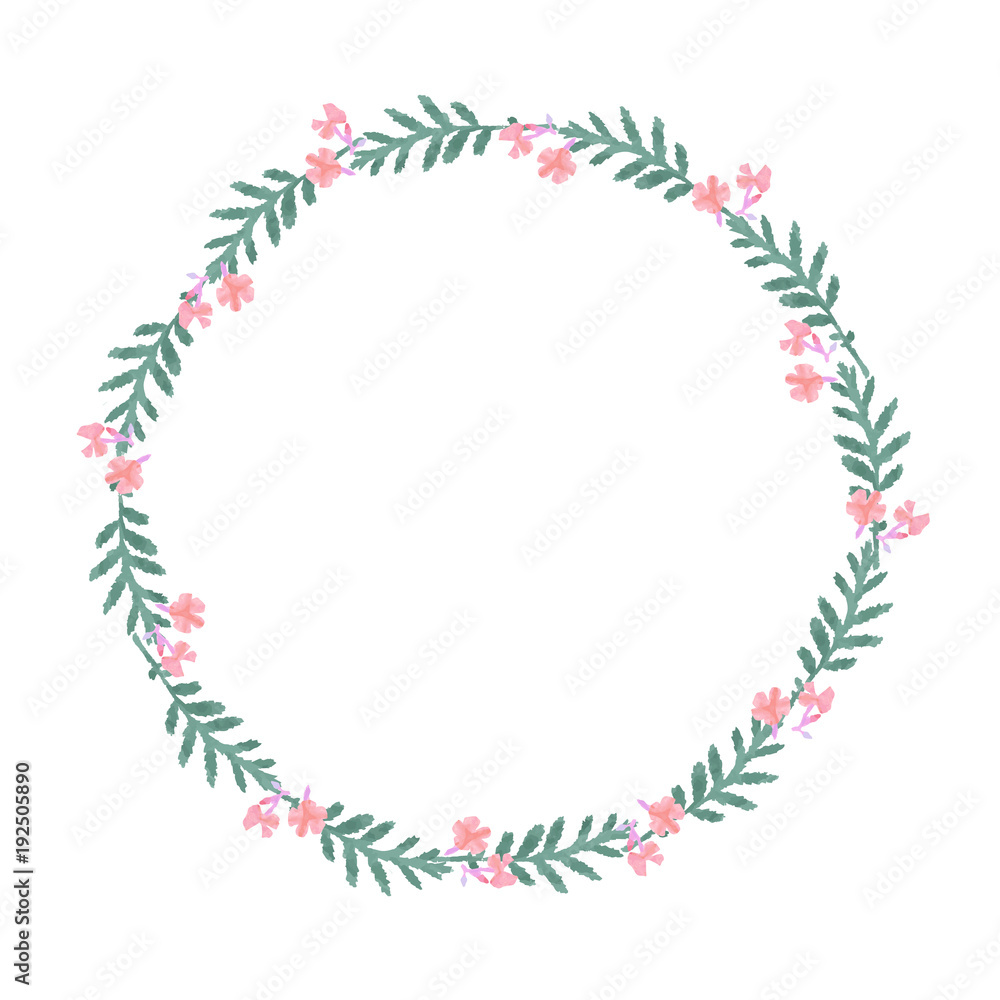 Vector minimal floral wreath with flowers EPS10