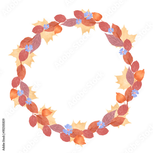 Vector watercolor wreath of autumn leafes EPS10