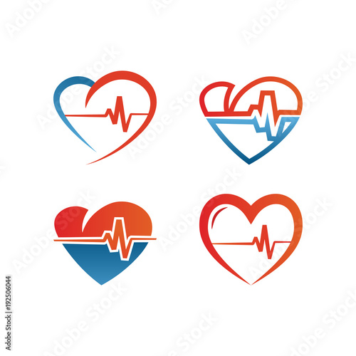 Collection of heart pulse ekg logo and icon template vector