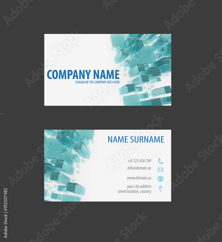 Bussines Card Design With Cubes Background