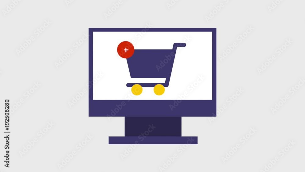 add to cart plus on computer screen shopping e commerce icons animation design add to cart plus on computer screen shopping e commerce icons animation design
