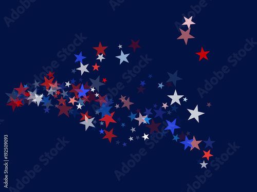 American Patriotic Deign  Vector Blue  Red  White Stars Confetti. Labor  Independence  Memorial Day  4th of July Election Frame. American Patriotic Design  UK  Australia Freedom Falling Stars Texture.