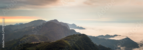 7 shots panorama in the beautiful mountains of Alishan in Taiwan. 