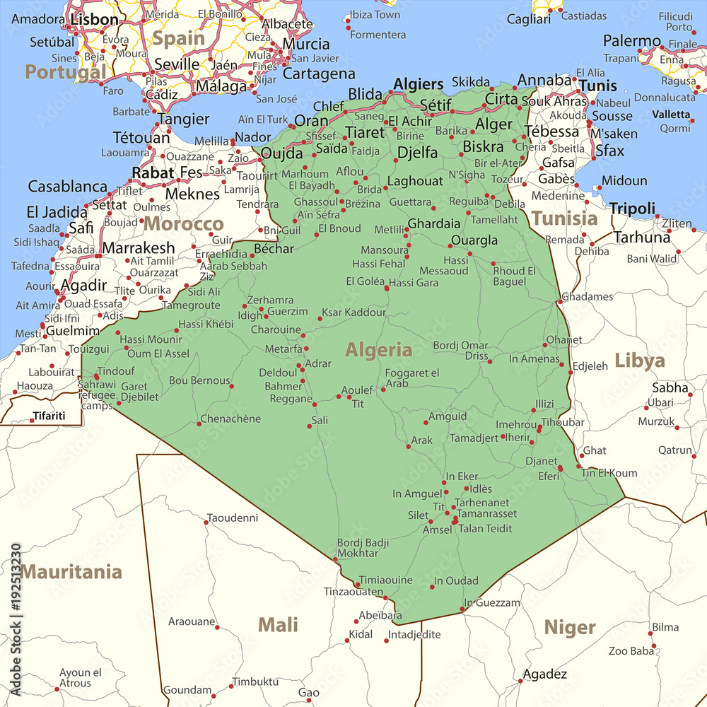 Fototapeta premium Algeria-World-Countries-VectorMap-A