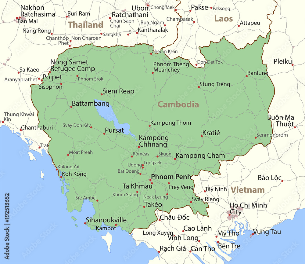 Obraz premium Cambodia-World-Countries-VectorMap-A