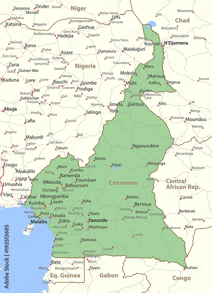 Obraz premium Cameroon-World-Countries-VectorMap-A