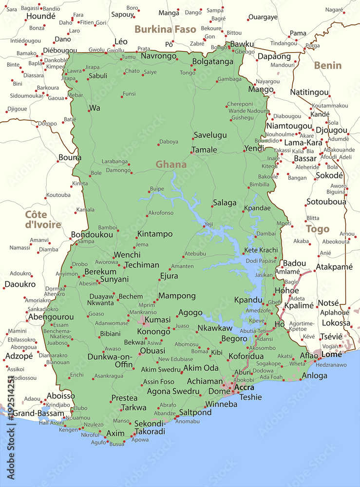 Fototapeta premium Ghana-World-Countries-VectorMap-A