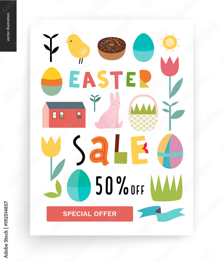 Easter sale poster - a shop announcement, flyer, discount advertisement