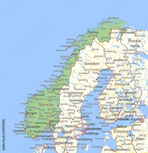 Canvas Print Norway-World-Countries-VectorMap-A