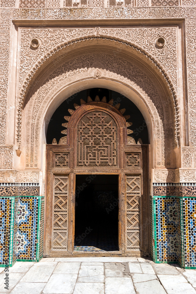 Fototapeta premium Madrassa doorway in Marrakesh, Morocco