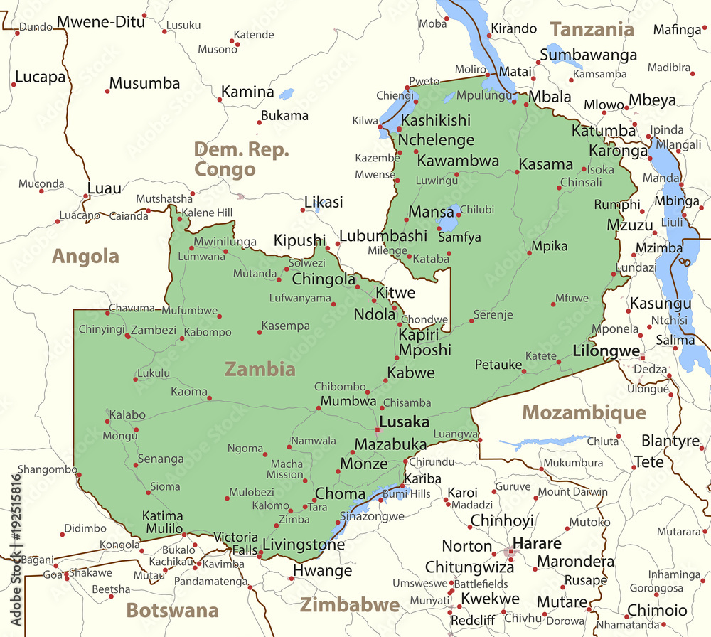 Fototapeta premium Zambia-World-Countries-VectorMap-A