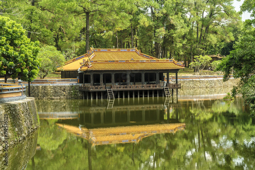 sight of the pond of the gardens of the complex of the mausoleum of the emperor Tu Duc in Hue, Vietnam. © ahau1969